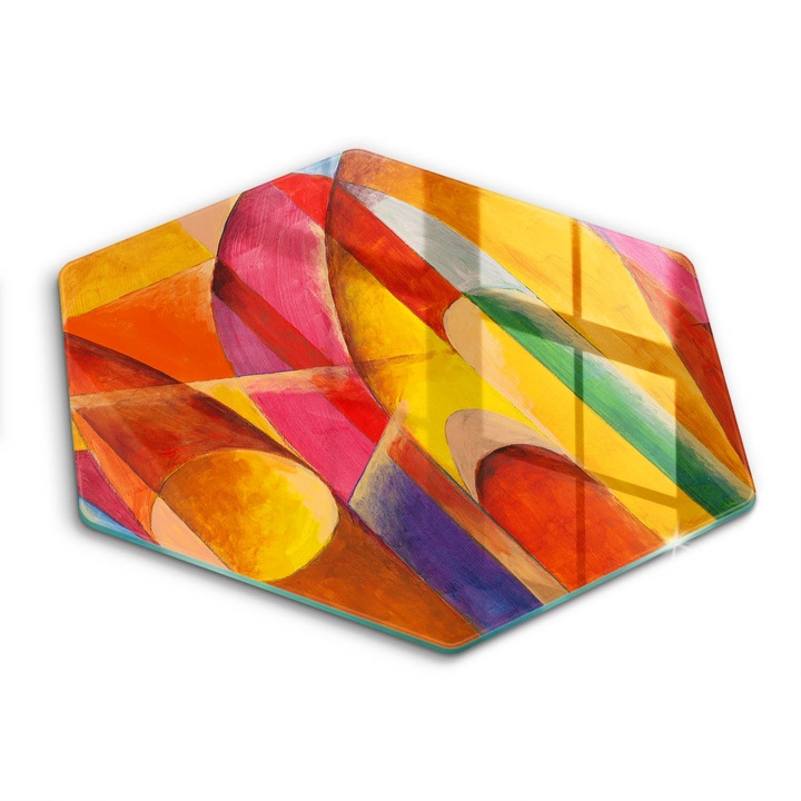 Üveg vágódeszka, Wallfluent, Színes absztrakció, h40 cm, Zöld