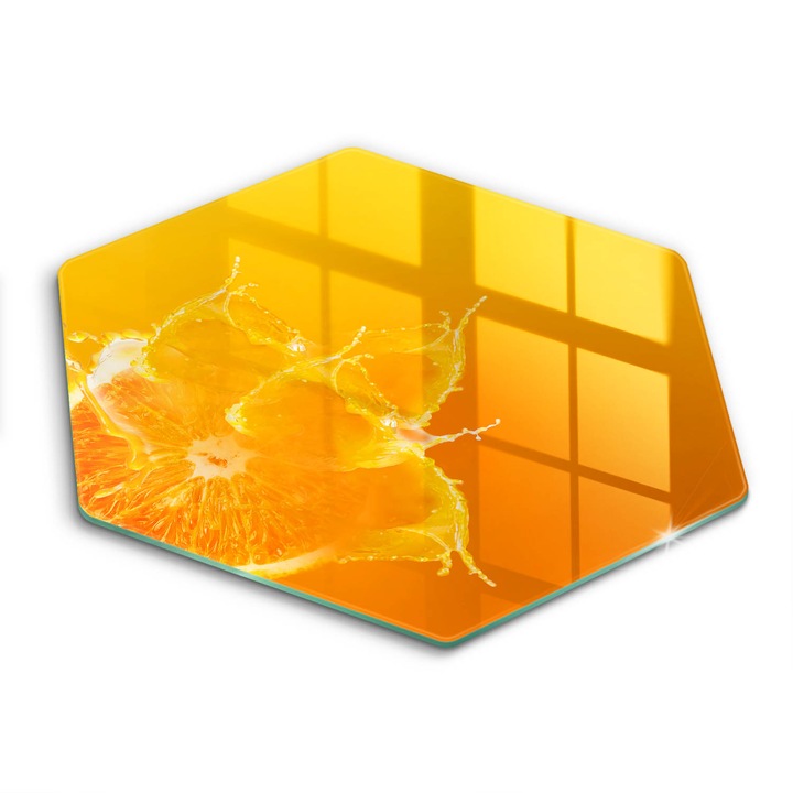 Üveg vágódeszka, Wallfluent, Lédús gyümölcs narancssárga, h40 cm, Bézs