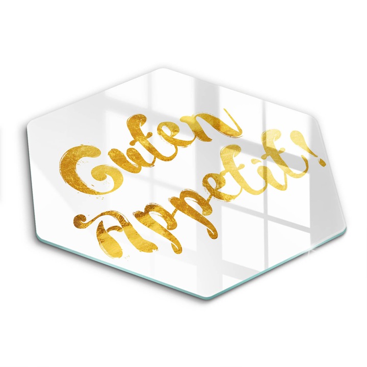 Üveg vágódeszka, Wallfluent, A felirat Guten étvágya!, h40 cm, Kék