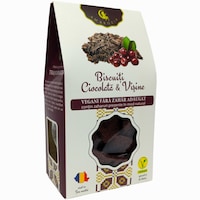 Biscuiti vegani integrali handmade cu Ciocolata & Visine, fara zahar, aditivi, coloranti sau conservanti, 130g, Ambrozia