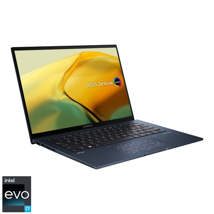 Asus ZenBook UX3402VA-KP191W 14" WQXGA laptop, Intel Core I7-1360P, 16GB, 1TB SSD, Intel Iris Xe Graphics, Window 11, Magyar billentyűzet, Kék