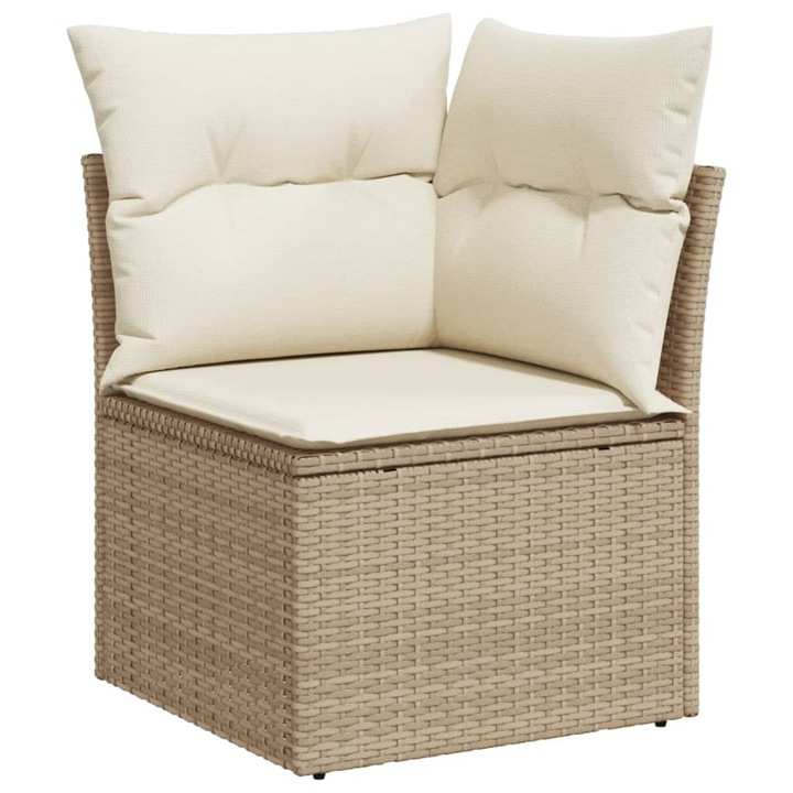 Canapea de gradina Zakito Europe, Rattan PE, cu perne, bej, 62x62x69cm