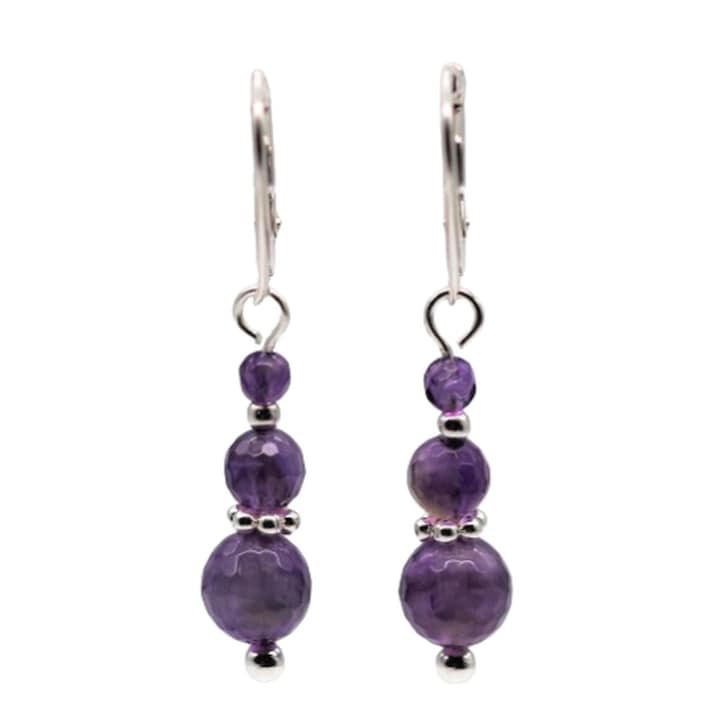 Cercei din pietre semipretioase ametist fatetat, argint 925, tortita inchisa