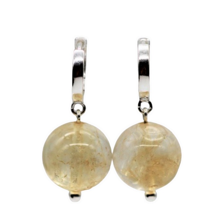 Cercei din pietre semipretioase citrin, argint 925, tortita inchisa