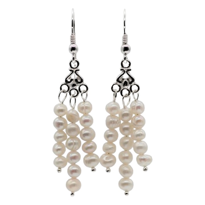 Cercei din perle naturale de cultura, argint 925