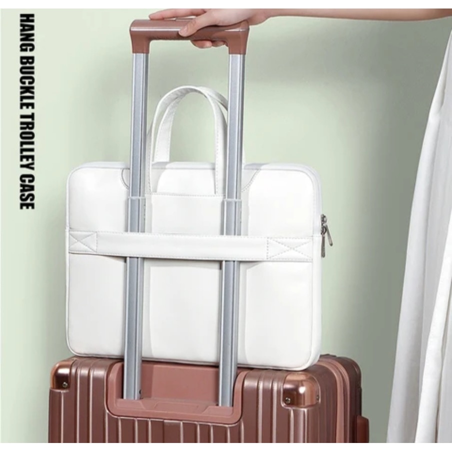 Geanta office laptop, TAIKESEN LADY M1, Apple Macbook, diagonala maxim 15 inch, alb cu albastru