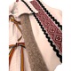 Costum popular baieti, alb/maro/rosu, 4 piese, 56-62 cm, 0-3 luni