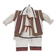 Costum popular baieti, alb/maro/rosu, 4 piese, 56-62 cm, 0-3 luni