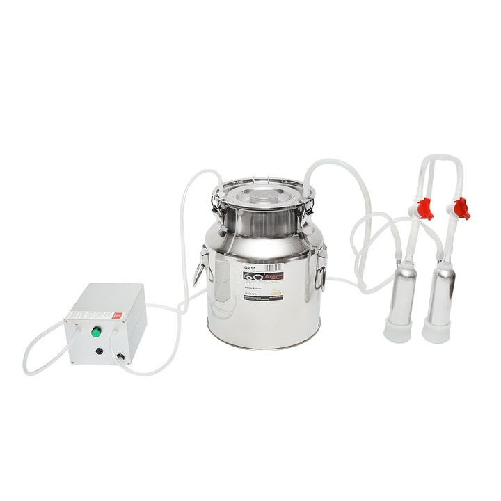 Aparat de muls portabil cu 1 post si bidon de inox 14L pentru capre si oi