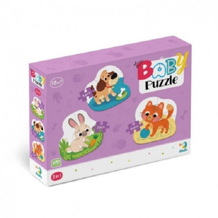 Пъзел Dodo 3 в 1, Baby Puzzle, Животни, 9 части, 18 месеца