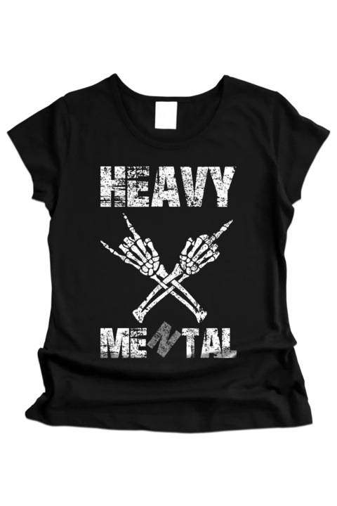 Дамска тениска със забавно послание, K-off, Heavy Metal, черна, M