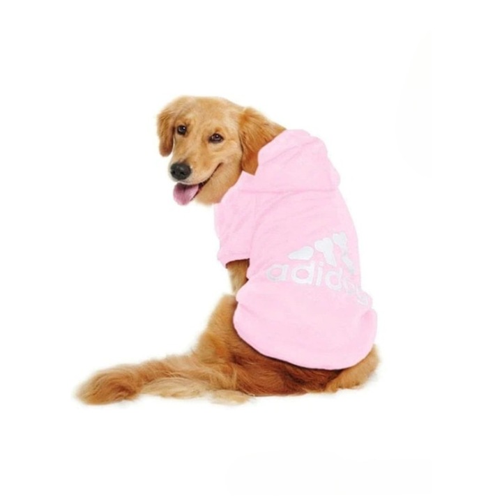 Adidog kapucnis pulóver, kutyáknak, L-es méret, rózsaszín