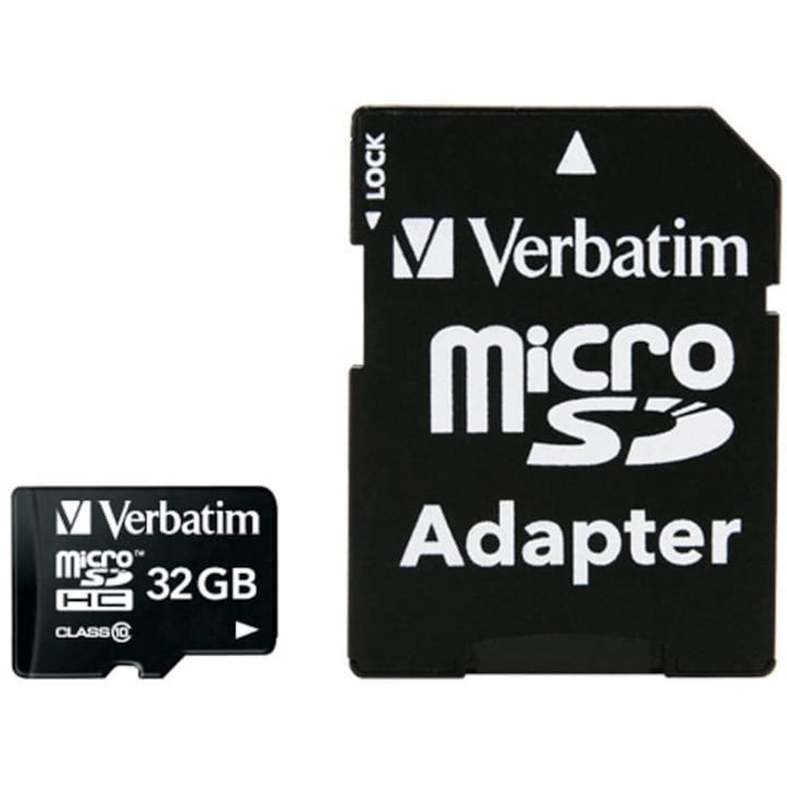 Card de memorie Verbatim Premium MicroSDHC cu adaptor, 32GB, Class 10, 44083