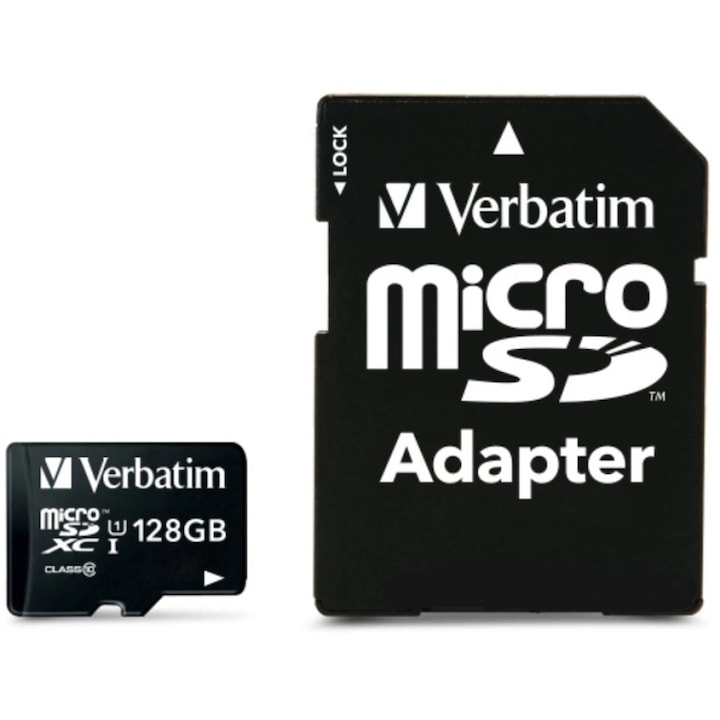 Card de memorie Verbatim Premium MicroSDXC cu adaptor, 128GB, Class 10, 44085