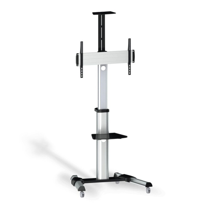 Aisens TV állvány FT70TRE-037, állítható, kerekekkel, fekete/ezüst, 37"-70", 50kg, VESA 600x400mm
