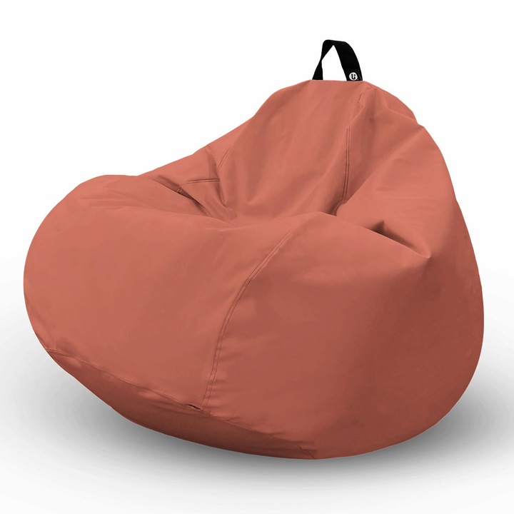 Fotoliu Updeco Puf Bean Bag tip para XL Chroma, impermeabil, poate fi folosit outdoor, cusatura dubla, sac interior, cu maner, 90 x 90 x 60 cm, Lava