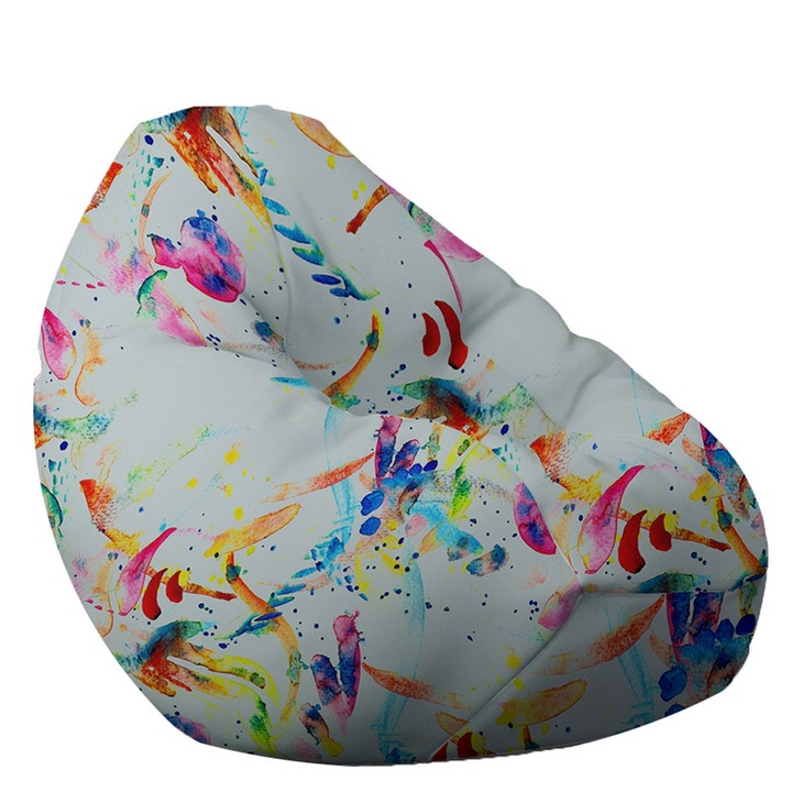 Fotoliu pretabil exterior, Pufrelax Nirvana Grande, impermeabil, imprimat, Culori Jucause