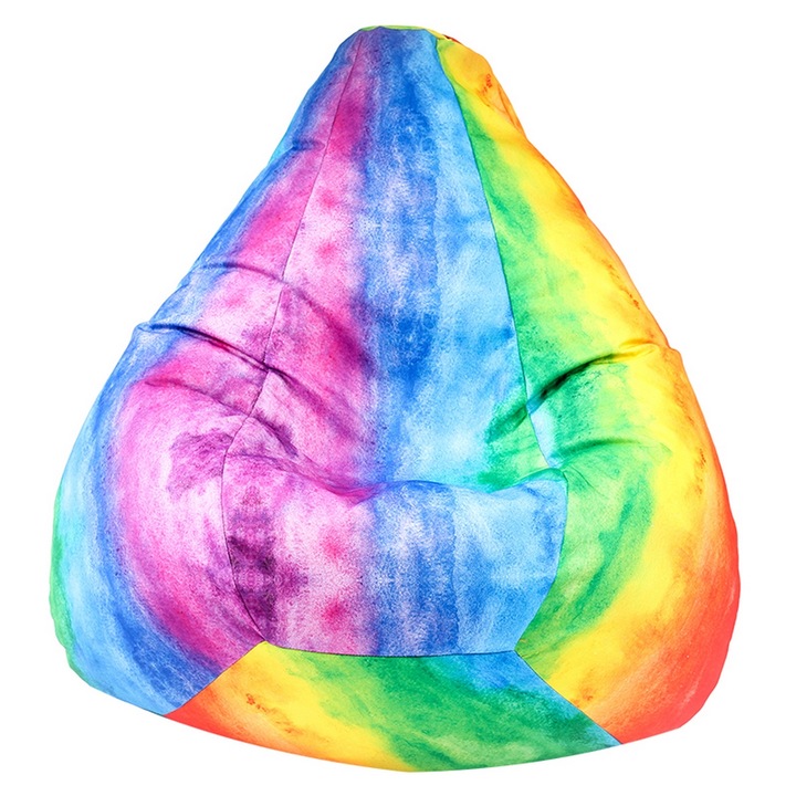 Fotoliu pretabil exterior, Pufrelax Nirvana Hobbit, impermeabil, imprimat, Rainbow Watercolour