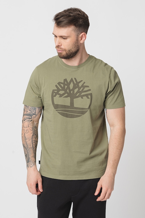 Timberland, Тениска Kennebec River Tree от органичен памук с лого, Папратово зелено