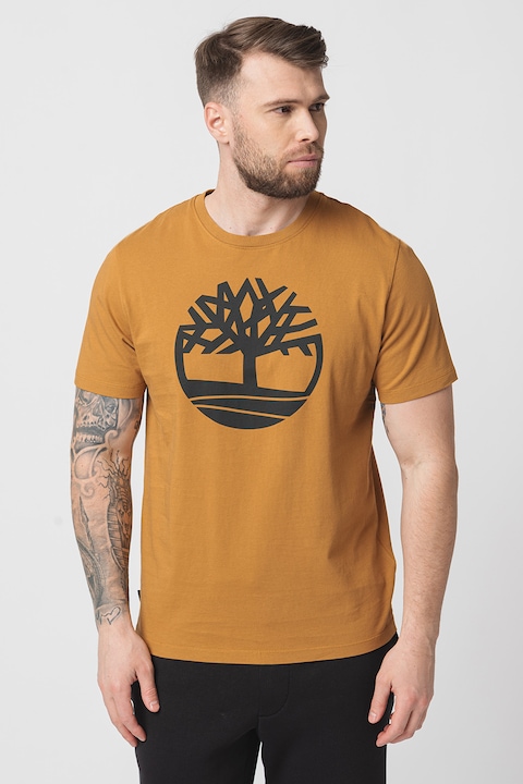 Timberland, Тениска Kennebec River Tree от органичен памук с лого, Карамел