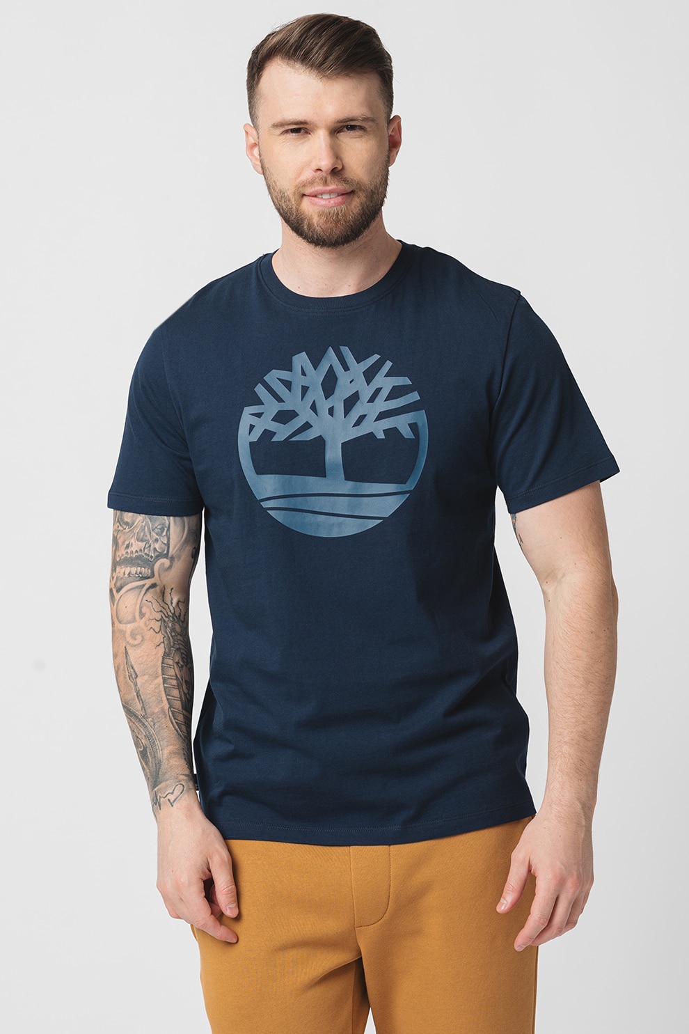 Timberland, Tricou de bumbac cu logo Kennebec River Tree, Albastru ultramarin, 2XL