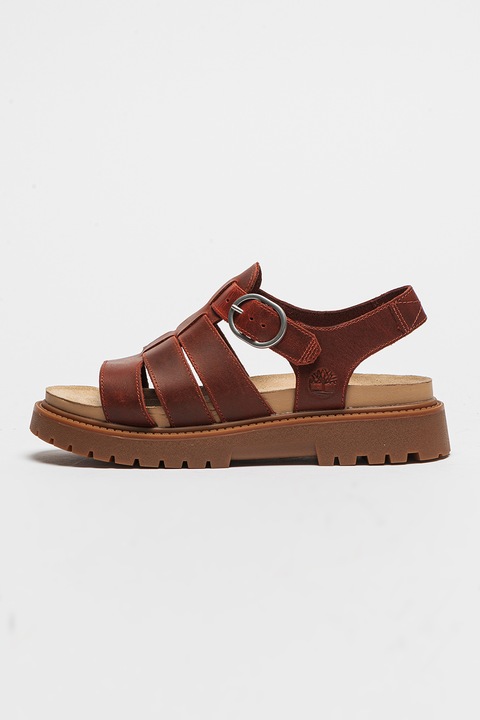 Timberland, Sandale de piele cu catarama, Visiniu, 38