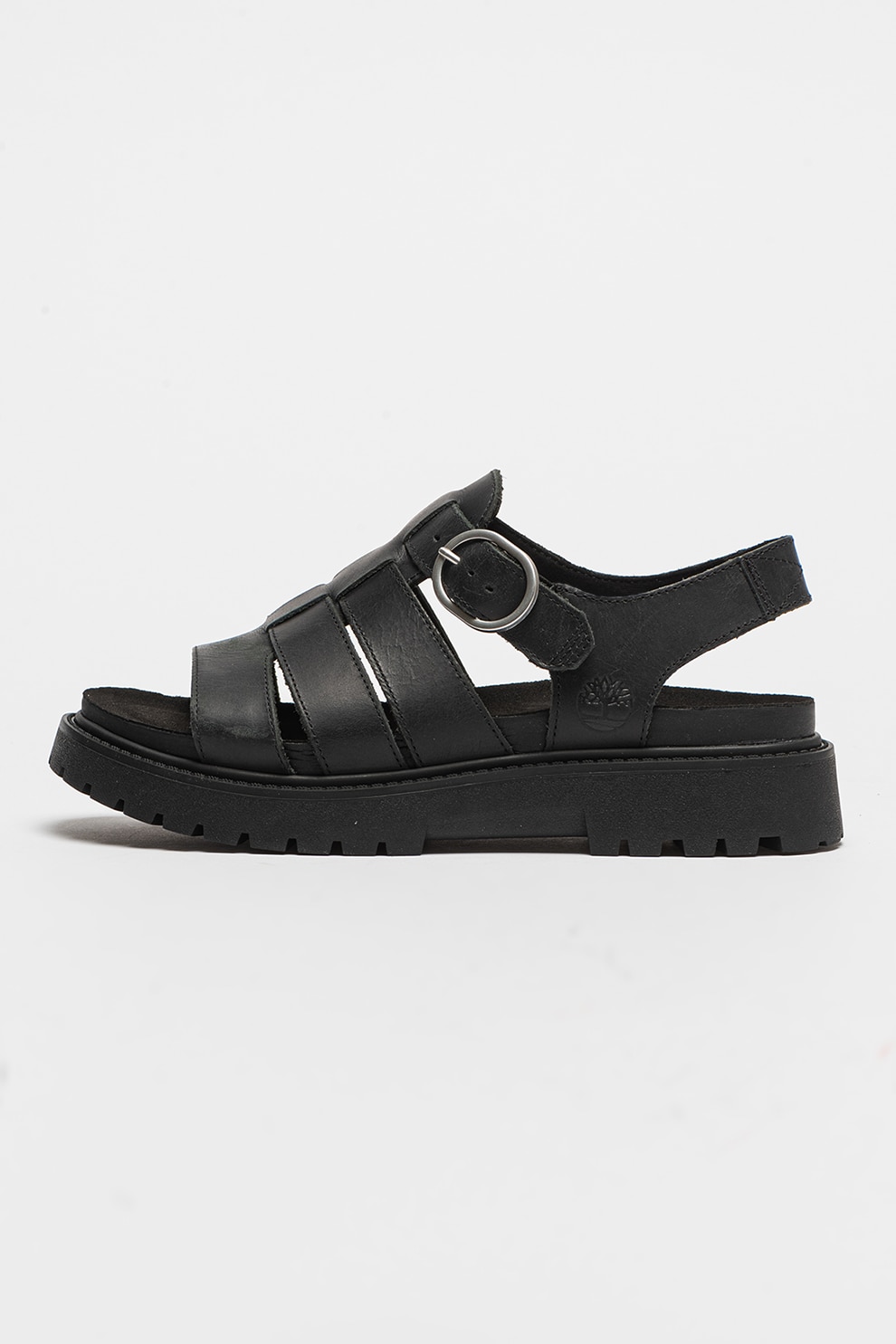 Timberland, Sandale de piele cu catarama, Negru, 7