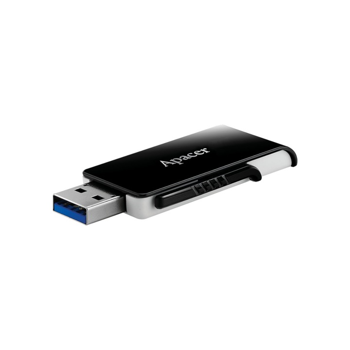 USB памет 3.2 Apacer 64GB, AH350, прибираща се, черно-бяла