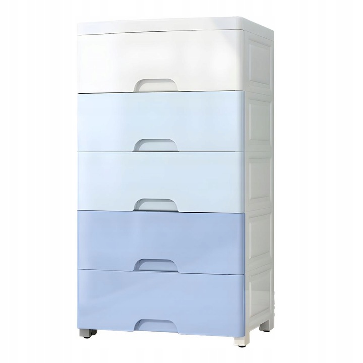 Шкаф с чекмеджета, Rg12, за играчки, 5 чекмеджета, 83x48x30 см, пластмаса, син/бял