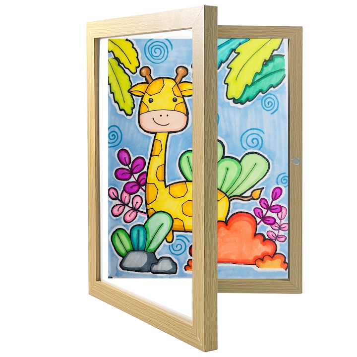 Rama foto A4 pentru copii, Qinglee, Lemn, Natur