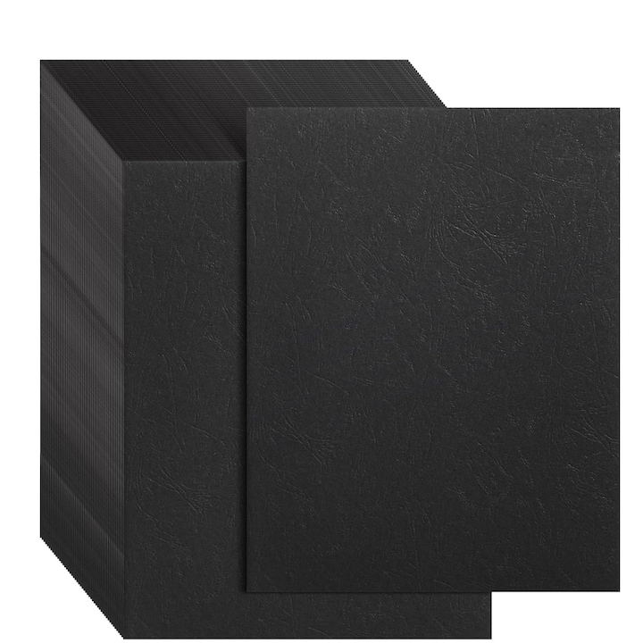 Coperti carton imitatie piele, negru, FLR, 250 GR/MP, 100 coli/top, pentru indosariere sau craft