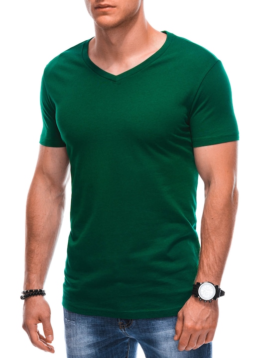 Тениска EDOTI EM-TSBS-0101, V-образно деколте, Памук, Зелен
