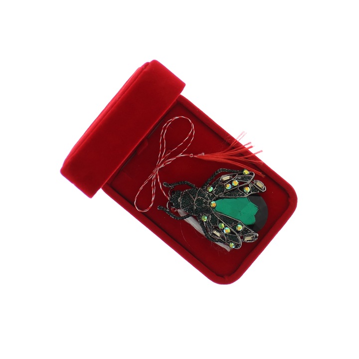 Bross, fém, Buticcochet, 6,5 x 4,5 cm, Gandacel modell, zöld - MR622