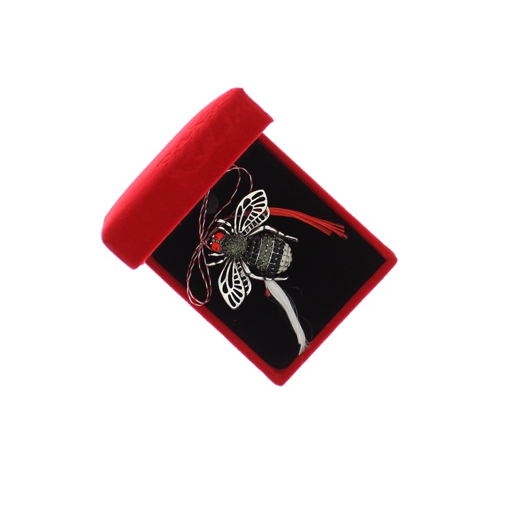 Bross, fém, Buticcochet, 4x5 cm, Méhecske, Ezüst - MR612
