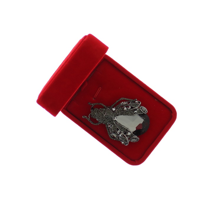 Bross, fém, Buticcochet, 6,5 x 4,5 cm, Gandacel modell, fekete - MR625