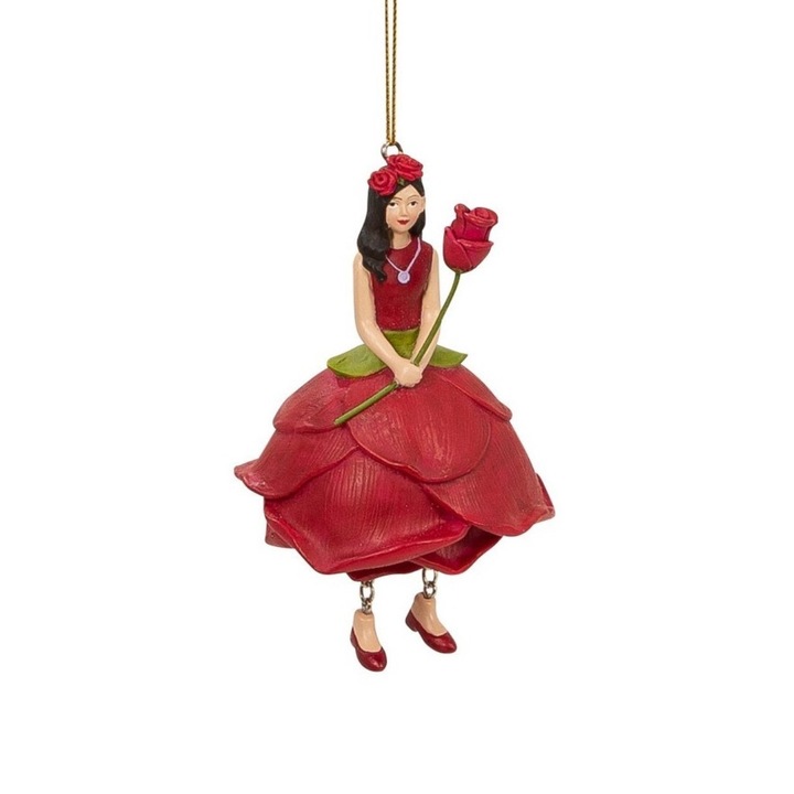 Figura kampókkal Flower Girl Rose, piros, 12 cm