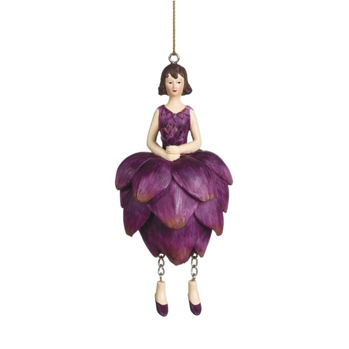 Figura kampókkal Viráglány Articsóka, lila, 12 cm