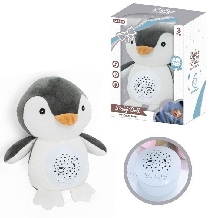 Lampa de veghe pentru copii, Askato, Proiectie stele, Sunete delicate, Multicolor, 26x19x14cm