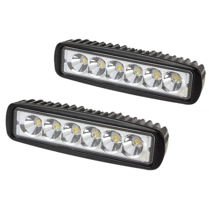 Set 2 Proiectoare LED Auto Offroad 18W, 12V-24V, 1200 Lumeni, 16 cm, BZRSH