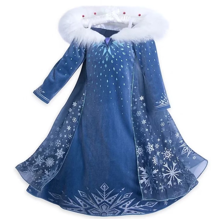Frozen II Deluxe karneváli ruha - Elsa, ANTCOOL tiarával és pálcával, S méret, 80-90 cm, 3-4 év