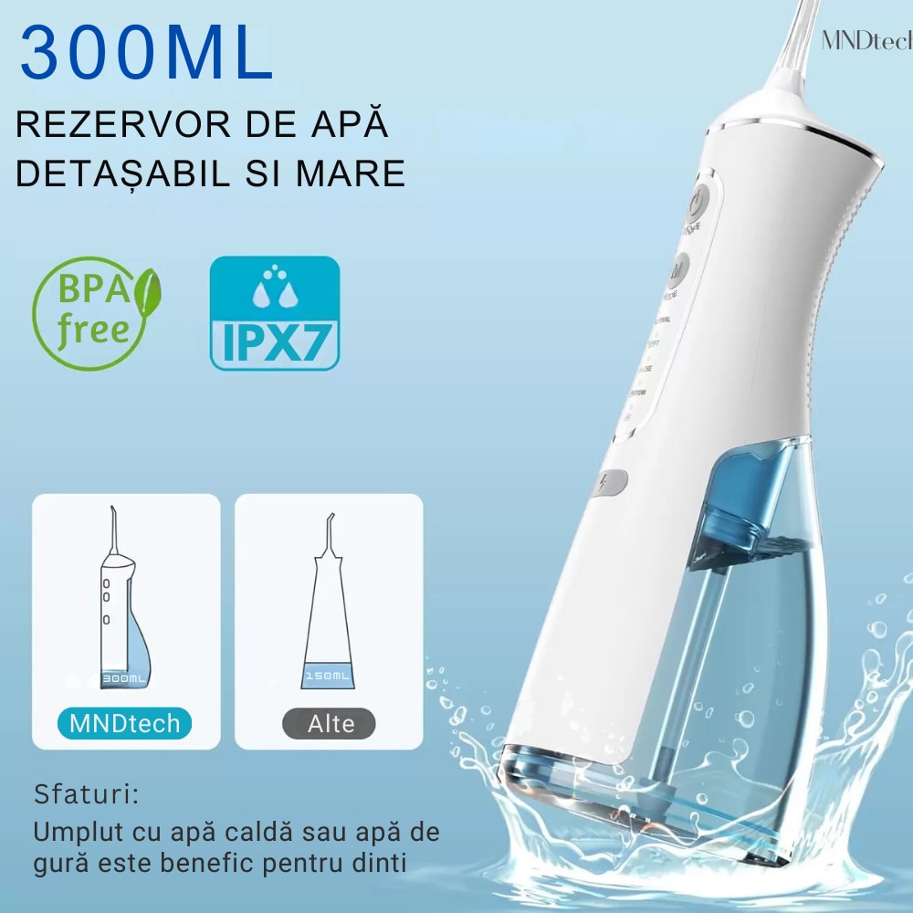 Irigator Bucal Electric 6-in-1 MNDtech®: Dus Oral Premium Cu 8 Duze ...