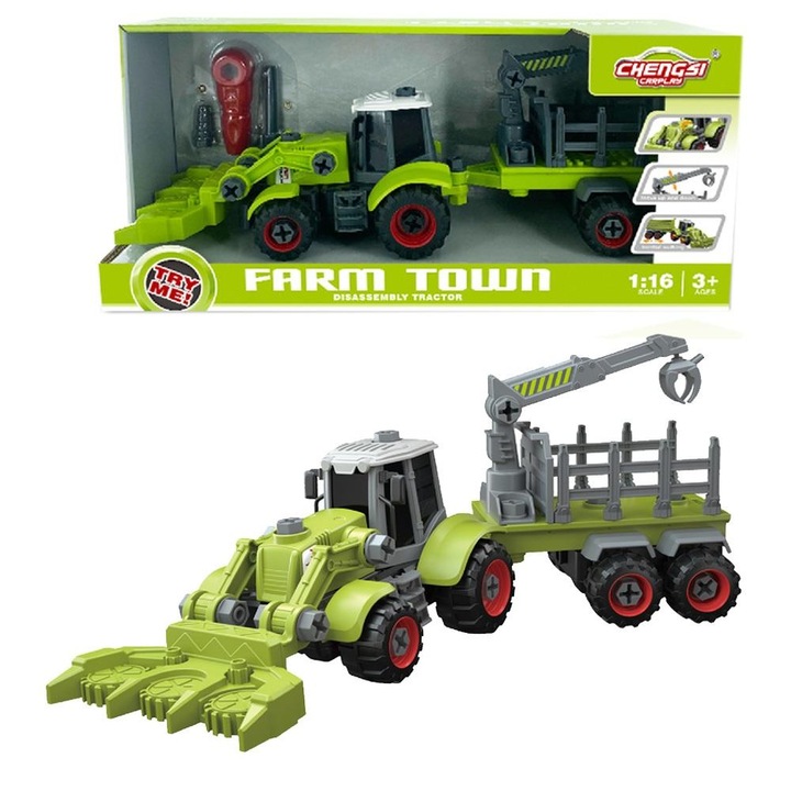 Utilaj de jucarie, Askato, Tractor cu galeata, Multicolor