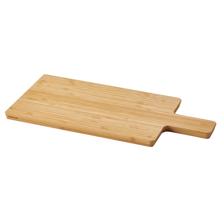 Bambusz aprító étel aprításához és szeleteléséhez, 31x15 cm, nem élezi a késeket, 2 oldallal és ferde élekkel, ergonomikus