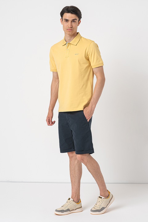 Gant, Тениска с памук с яка, Жълт, XL