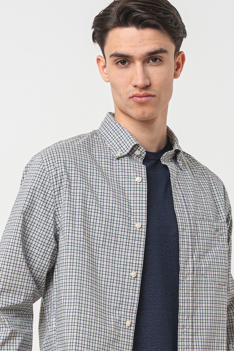 Gant, Карирана риза с яка Oxford, Бял/Тъмносин/Светлозелен