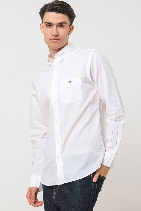Gant, Риза с лен с яка Oxford, Бял