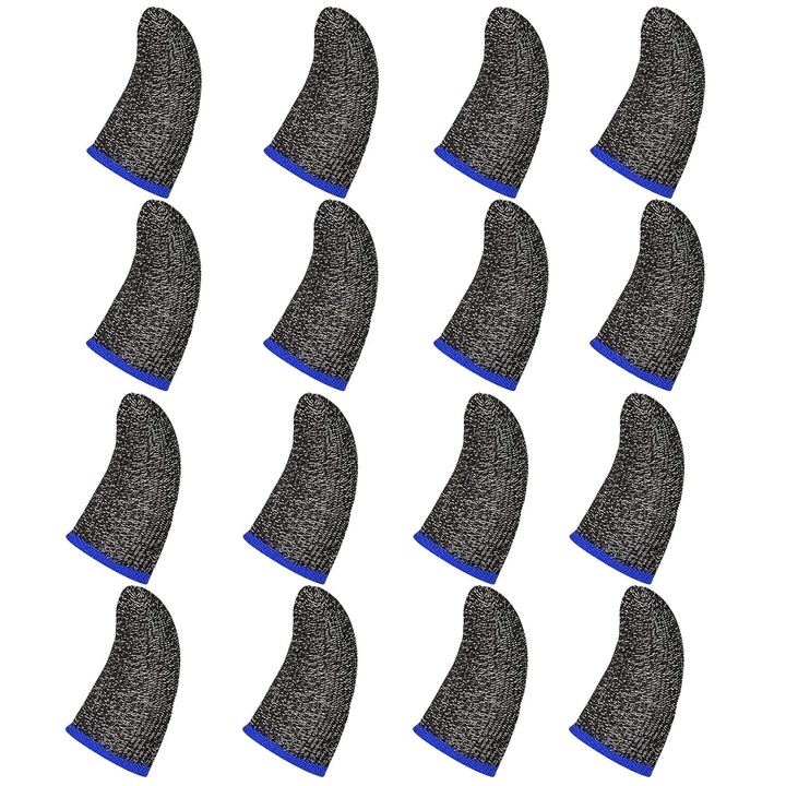 Set gaming 16 x manusi enkourakoko®, raspuns instant, fibra silver, pentru telefon sau tableta, Albastru