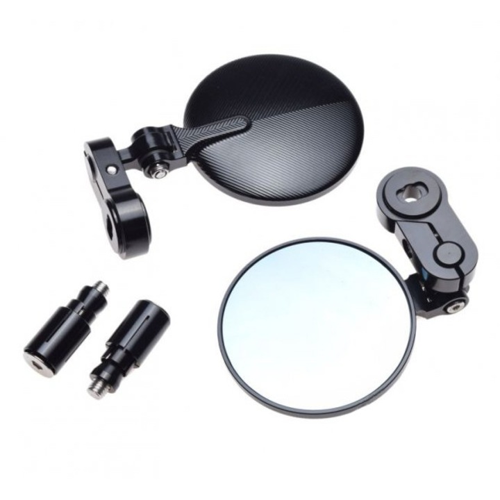 Set 2 oglinzi Piaggio, Vespa, montaj capat ghidon, culoare negru