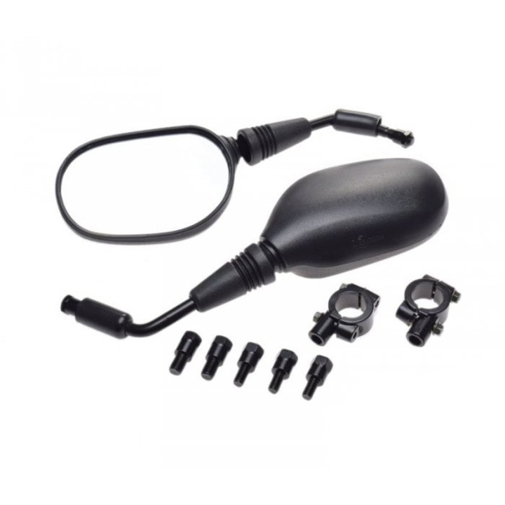 Set 2 oglinzi universale cu suporturi, prindere pe ghidon, culoare negru