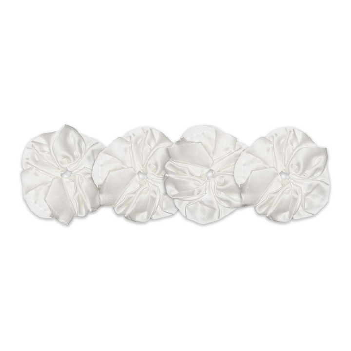 Set 4 elastice mari din matase Mulberry Ivoire